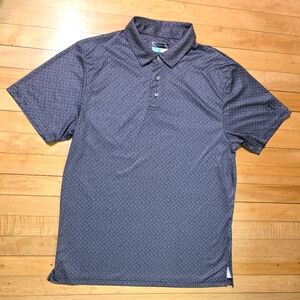 PGA Tour Shirt Men’s Large Floral Pattern Grey Short Sleeve Golf Polo Activewear